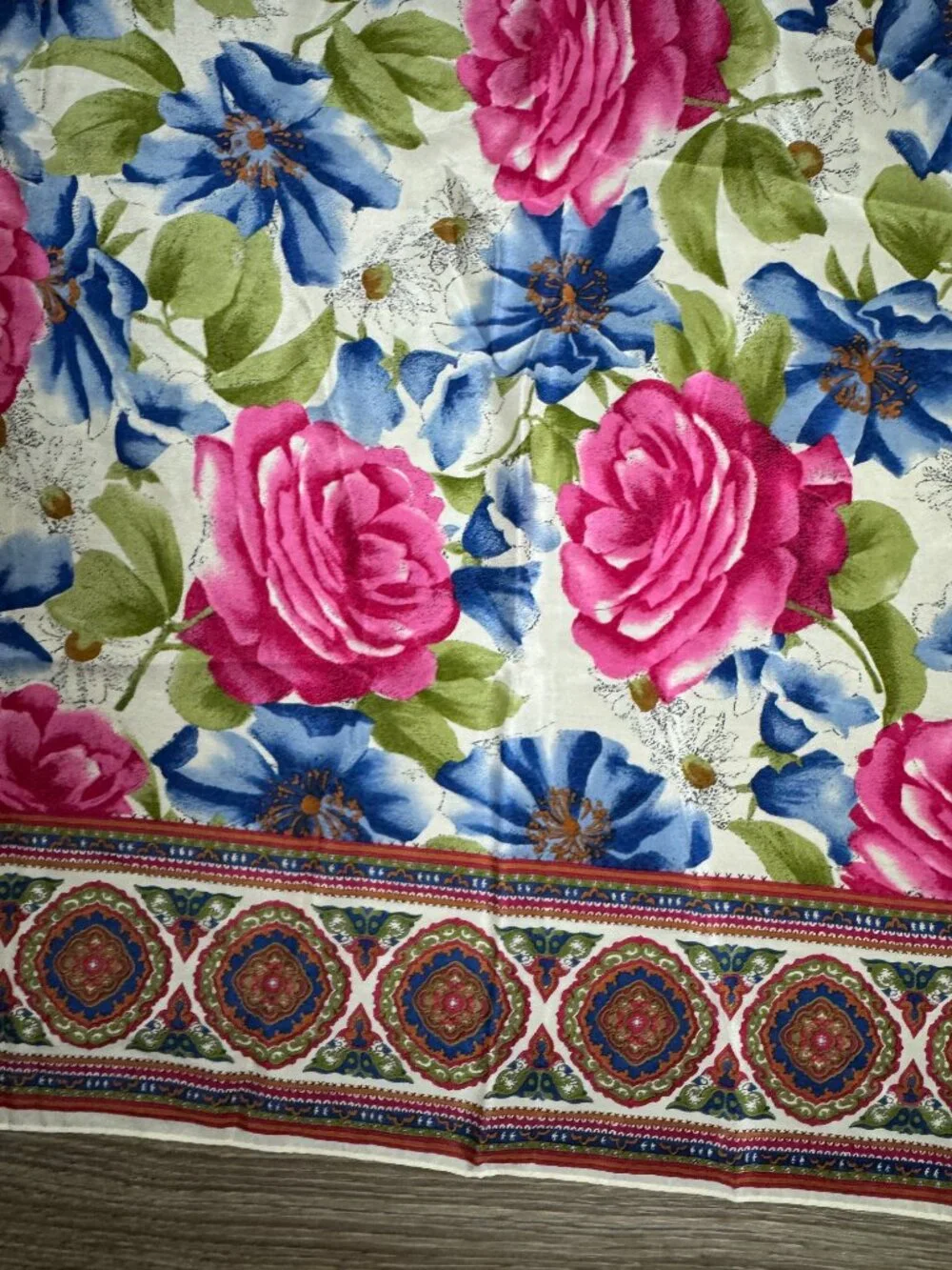Vintage Silk Scarf Floral Roses